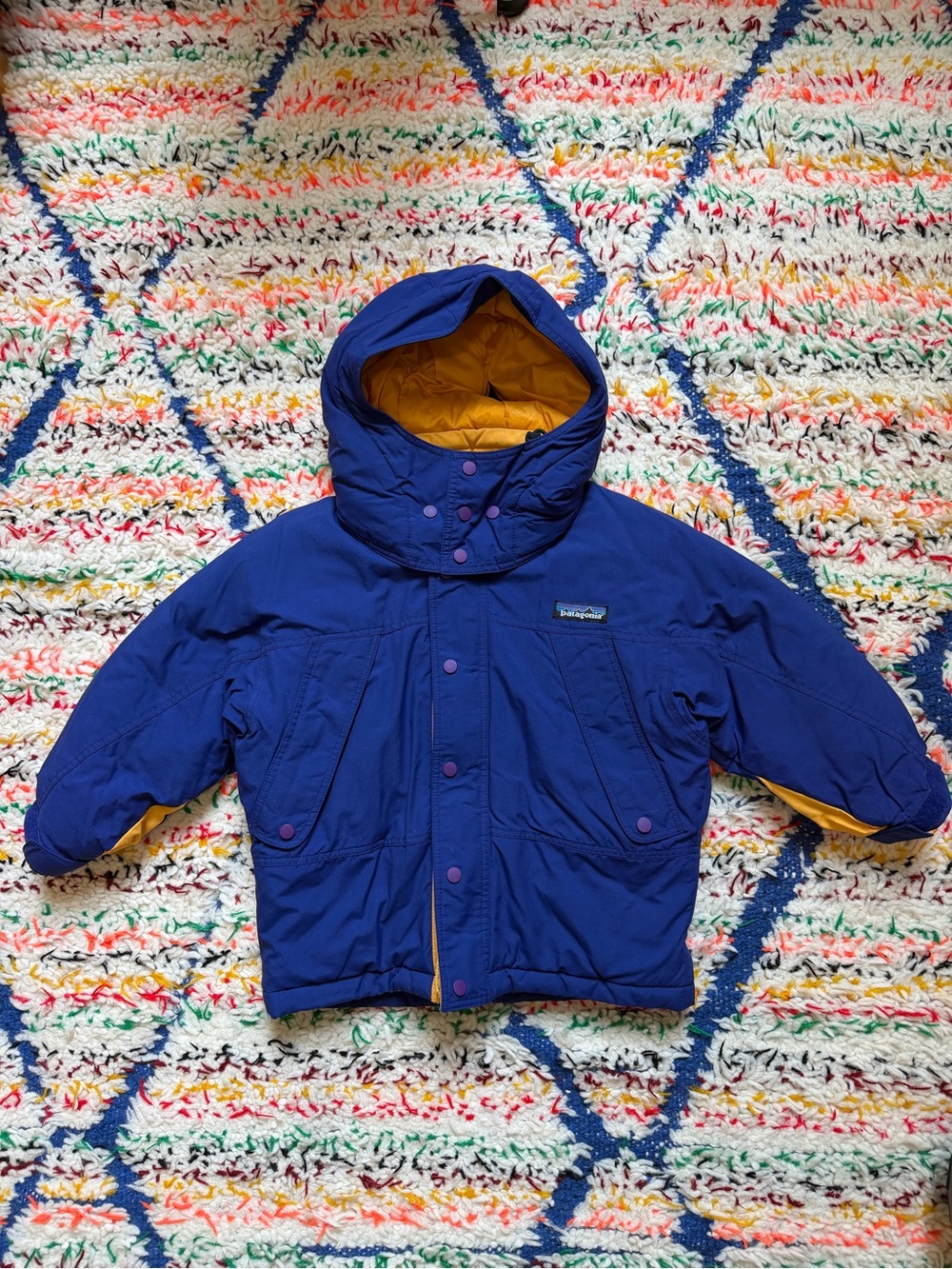 90’s Patagonia Kids Royal Blue Puffer Jacket with removable hood!
